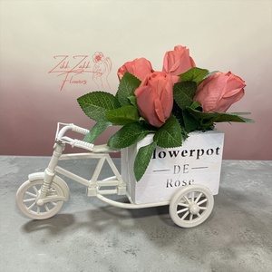 Barack Rózsás Biciklis Dekor Kompozíció - otthon & életmód - dekoráció - asztal és polc dekoráció - asztaldísz - Meska.hu