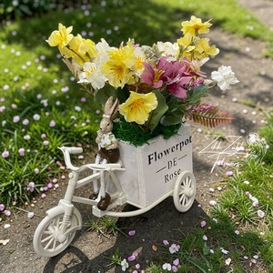 Nyuszis Biciklis Tavaszi Virágkompozíció - ünnepi díszek, dekorációk - húsvéti díszek és dekorációk - húsvéti asztaldíszek - Meska.hu