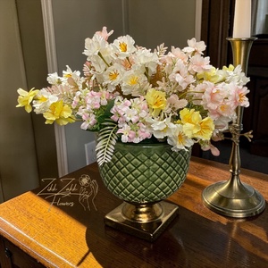 Zöld Talpas Tavaszi Virágkompozíció - otthon & életmód - dekoráció - asztal és polc dekoráció - asztaldísz - Meska.hu