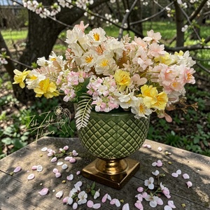 Zöld Talpas Tavaszi Virágkompozíció - otthon & életmód - dekoráció - asztal és polc dekoráció - asztaldísz - Meska.hu