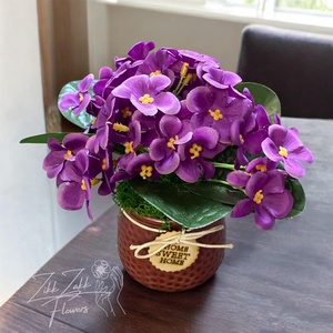 Lila ibolya kompozíció HOME kaspóban, Otthon & Életmód, Dekoráció, Asztal és polc dekoráció, Asztaldísz, , MESKA