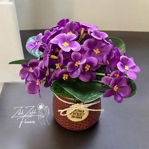 Lila ibolya kompozíció HOME kaspóban - otthon & életmód - dekoráció - asztal és polc dekoráció - asztaldísz - Meska.hu