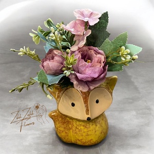 Vintage rózsás kompozíció róka kaspóban - otthon & életmód - dekoráció - asztal és polc dekoráció - asztaldísz - Meska.hu