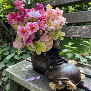 Rózsaszín tavaszi egeres bakancs kaspó (dús verzió) - otthon & életmód - virágdekoráció - virágdíszek - virágdísz kaspóban - Meska.hu