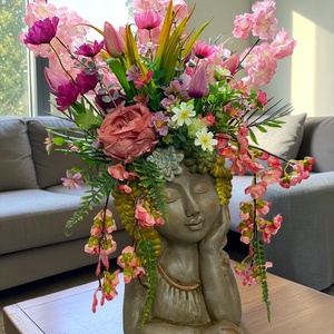 Virágos női fej szobor � romantikus örök virág kompozíció - Meska.hu