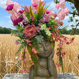 Virágos női fej szobor � romantikus örök virág kompozíció - otthon & életmód - dekoráció - asztal és polc dekoráció - asztaldísz - Meska.hu