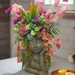 Virágos női fej szobor � romantikus örök virág kompozíció - otthon & életmód - dekoráció - asztal és polc dekoráció - asztaldísz - Meska.hu