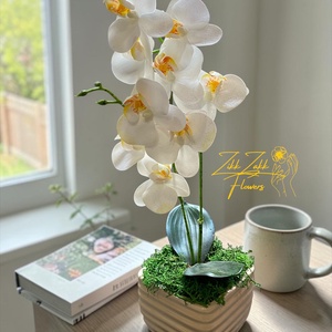Örök orchidea kompozíció bordázott kaspóban � fehér - otthon & életmód - virágdekoráció - virágdíszek - asztali virágdísz - Meska.hu