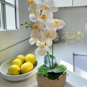 Örök orchidea kompozíció bordázott kaspóban � fehér - otthon & életmód - virágdekoráció - virágdíszek - asztali virágdísz - Meska.hu