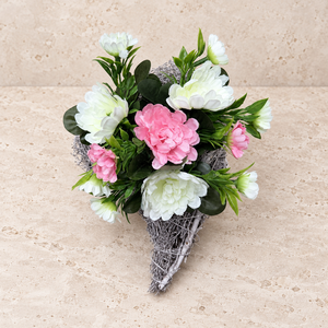 FEHÉR�RÓZSASZÍN SZÍV ALAKÚ SÍRDÍSZ � 25 � 15 CM - Meska.hu
