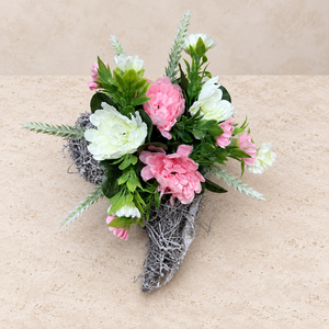 RÓZSASZÍN�FEHÉR SZÍV ALAKÚ SÍRDÍSZ � 25 � 15 CM - Meska.hu