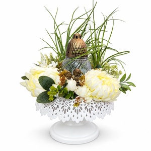 Fehér�krém angyalkás sírdísz csipkés talpas tálban, mécsessel � kb. 30 � 45 cm - Meska.hu