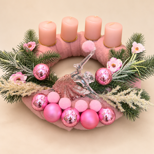 Rózsaszín balerina � adventi koszorú négy rózsaszín gyertyával - karácsony - adventi díszek - adventi koszorú - Meska.hu