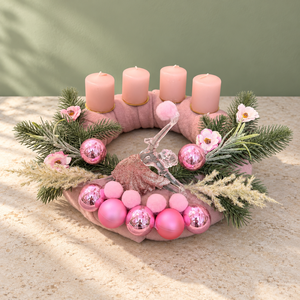 Rózsaszín balerina � adventi koszorú négy rózsaszín gyertyával - karácsony - adventi díszek - adventi koszorú - Meska.hu