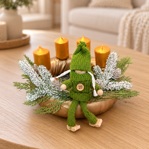 Zöld manó ünnepe � adventi koszorú aranyszínű gyertyákkal - karácsony - adventi díszek - adventi koszorú - Meska.hu
