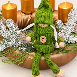Zöld manó ünnepe � adventi koszorú aranyszínű gyertyákkal - karácsony - adventi díszek - adventi koszorú - Meska.hu