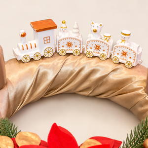 Karácsonyi kisvonat � pezsgőszínű adventi koszorú - karácsony - adventi díszek - adventi koszorú - Meska.hu