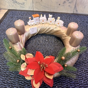 Karácsonyi kisvonat � pezsgőszínű adventi koszorú - karácsony - adventi díszek - adventi koszorú - Meska.hu