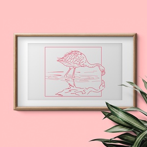 flamingó falikép, digitális illusztráció - Meska.hu