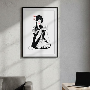 Japán Gésa � vonalrajz illusztráció (digitális letöltés) - művészet - grafika & illusztráció - digitális - Meska.hu