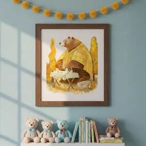 Medvepiknik az erdő mélyén � gyerekszobai illusztráció / Art Print - művészet - grafika & illusztráció - digitális - Meska.hu