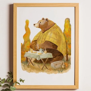 Medvepiknik az erdő mélyén � gyerekszobai illusztráció / Art Print - művészet - grafika & illusztráció - digitális - Meska.hu