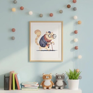 Idős cica-portré gyerekszobába vagy nappaliba / Art print - művészet - grafika & illusztráció - digitális - Meska.hu