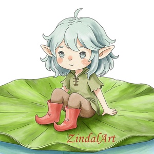 Vízimanó � Akvarell hatású gyerekszoba falikép - művészet - grafika & illusztráció - művészi nyomat - Meska.hu