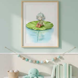 Vízimanó � Akvarell hatású gyerekszoba falikép - művészet - grafika & illusztráció - művészi nyomat - Meska.hu