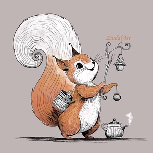 Teázó mókus �  gyerekszoba falikép, Művészet, Grafika & Illusztráció, Művészi nyomat, Festészet, MESKA