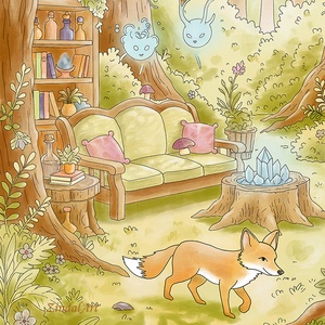 Erdei titkok � Akvarell hatású gyerekszoba falikép, Művészet, Grafika & Illusztráció, Művészi nyomat, Festészet, MESKA