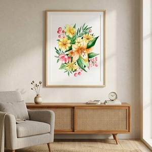 Tavaszi virágcsokor akvarell falikép - művészet - grafika & illusztráció - művészi nyomat - Meska.hu