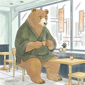 Teázó maci � Akvarell hatású gyerekszoba falikép - Meska.hu