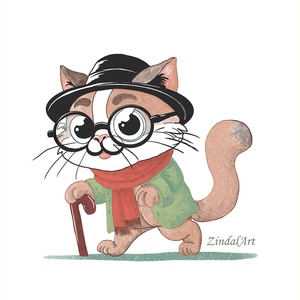 Cica-portré falikép gyerekszobába vagy nappaliba / Art print - Meska.hu