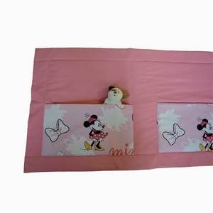 Minnie egeres zsebes falvédő, rózsaszín gyerekfalvédő zsebekkel, lányfalvédő, falvédő gyerekszobába, cicaminta - otthon & lakás - lakástextil - falvédő - Meska.hu