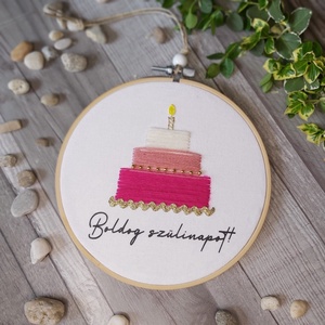 Szülinapi képeslap kép, Művészet, Textilkép, Egyéb, Hímzés, Mindenmás, MESKA