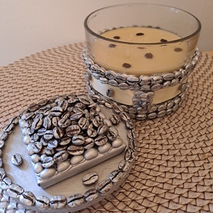Ezüst Espresso � Egyedi Kézműves Illatgyertya Kávészemekkel - otthon & életmód - gyertya, illat, aroma - gyertya - Meska.hu