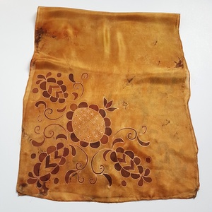 Kézzel festett SELYEMSÁL, magyar népművészet, erdélyi, barna háttér -  - Meska.hu