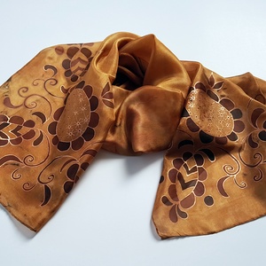 Kézzel festett SELYEMSÁL, magyar népművészet, erdélyi, barna háttér -  - Meska.hu