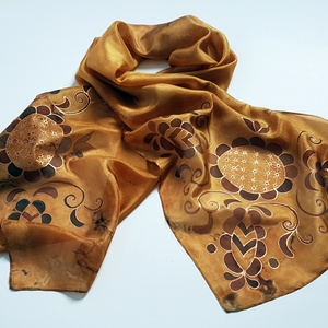 Kézzel festett SELYEMSÁL, magyar népművészet, erdélyi, barna háttér -  - Meska.hu