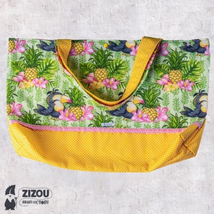 Tukános-ananászos Strandtáska - női táska KIÁRUSÍTÁS, Táska & Tok, Kézitáska & válltáska, Válltáska, Varrás, Patchwork, foltvarrás, MESKA