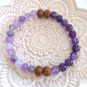 Ametiszt és rudraksha ásványkarkötő , Ékszer, Karkötő, Ásványkarkötő, Ékszerkészítés, MESKA