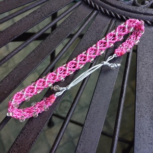 Pink lady makramé bokalánc - ékszer - karkötő - ásványkarkötő - Meska.hu