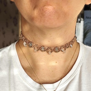 Topáz - hegyikristály makramé nyaklánc, choker - esküvő - ékszer - nyaklánc - Meska.hu