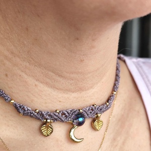 Akva aura makramé nyaklánc, choker - esküvő - ékszer - nyaklánc - Meska.hu