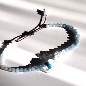 Akvamarin, apatit, hegyikristály ásványkarkötő  - ékszer - karkötő - ásványkarkötő - Meska.hu