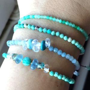 Akvamarin, apatit, hegyikristály ásványkarkötő  - ékszer - karkötő - ásványkarkötő - Meska.hu