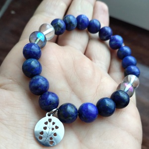 Szívvirág lapis lazuli ásványkarkötő  - ékszer - karkötő - ásványkarkötő - Meska.hu