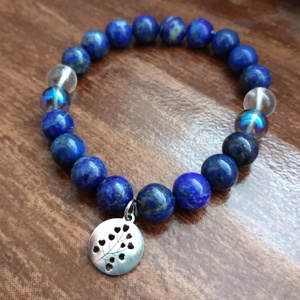 Szívvirág lapis lazuli ásványkarkötő  - Meska.hu