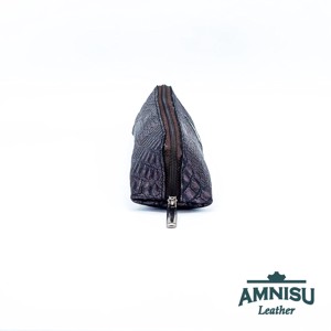 Metál barna krokkómintás rombusz swarovski köves bőr neszeszer / tolltartó K4029 - táska & tok - neszesszer - Meska.hu